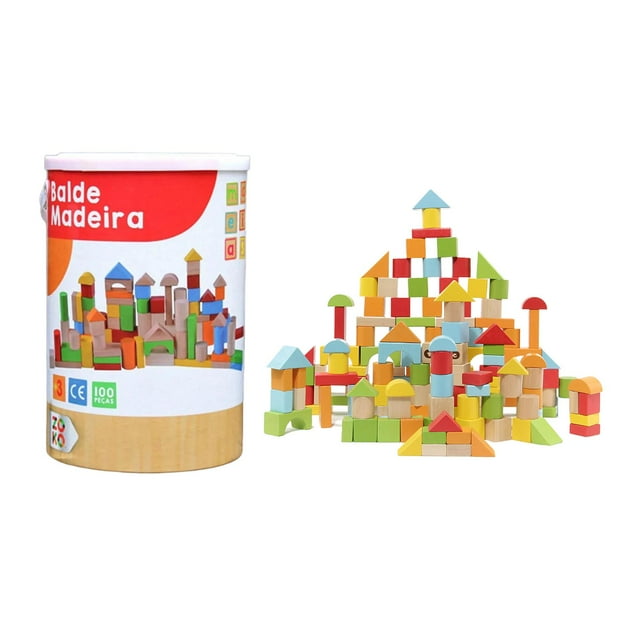 TISHITA Wood Building Block Sets Activity in Different Colors and Shapes for Holiday