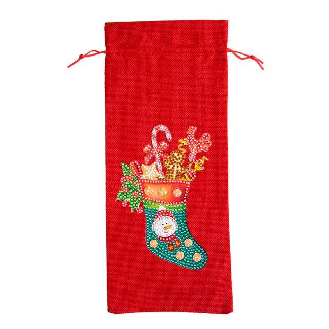 (TB007) Nuevos Y Creativos Suministros Navideña DIY Funda para Botella Vino Con Diamantes Navidad para Botella Champán Y Vino Tinto Mesa