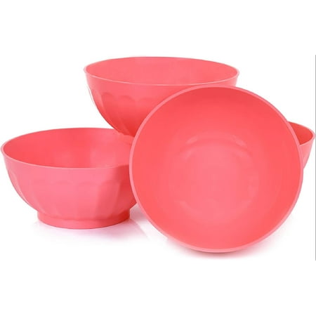 

Unbreakable Plastic Bowl Salmon 4pk - Large 1.8L 60oz 7.75inW x 3.25inH - (Part Of A Set) - Salad Snacks Breakfast Cereal Fruit Popcorn Soup Colorful Shatterproof BPA Free