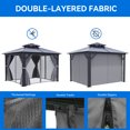 thumbnail image 2 of Dextrus 10x10FT Outdoor Double Roof Gazebo Polycarbonate Hardtop with Netting&Shaded Curtains,Sturdy Aluminum Frame Garden Tent,Ideal for Patio, Backyard,Deck and Lawns,Grey Curtain, 2 of 5