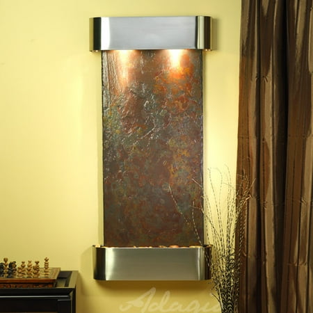 - Adagio Fountains Cascade Springs Natural Stone/Metal Square Edges Wall Fountain with Light