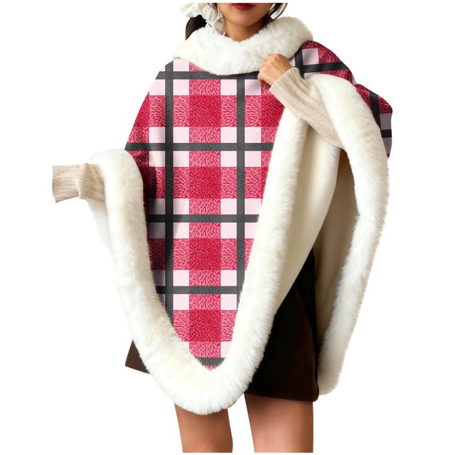 Chales de mujer con cuello grueso estampado, ropa cálida para el hogar, chal sin mangas con pelusa, tops de poliéster para mujer