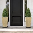 thumbnail image 5 of FIASON 2 Pack 21 Inch Tall Square Planters, Warm Stone Yellow Speckled Faux Stone Plant Pots with Drainage Hole & 2 Black Fixed Saucers, Indoor Outdoor Flower Pots for Patio Porch, 5 of 6