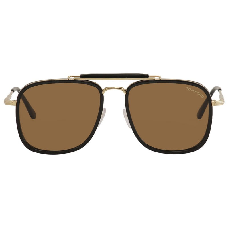 Tom Ford FT 0665 Sunglasses 01E Shiny Black Acetate Rims, Shiny Rose Gold/  Brown Lenses 