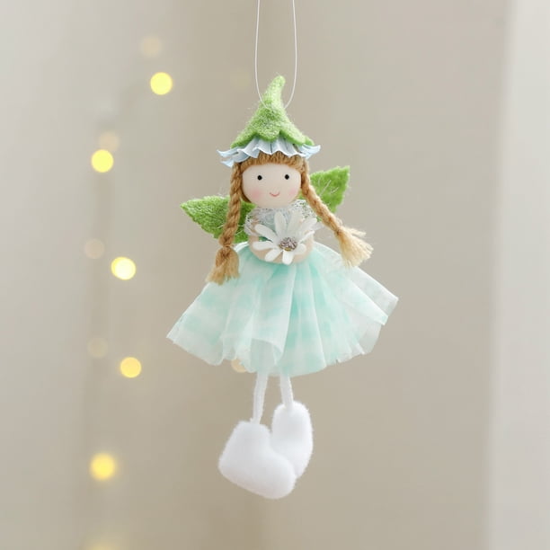Adorno De Árbol De Navidad Linda Niña Muñeca Colgante Tela Suave Decoración Colgante Para Decoración Navideña Hogar Festivo Regalo De Navidad 20g Ligero Fácil de Colgar Paquete Individual