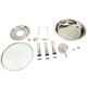 thumbnail image 1 of Plato para calentar alimentos de acero inoxidable redondo para catering con tapa de vidrio y estufa de alcohol desmontable, 2 piezas, 1 of 10