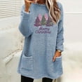 thumbnail image 4 of Merry Christmas Sweatshirts Women Funny Graphic Fuzzy Fleece Crew Neck Sweatshirt Warm Winter Long Sleeve Tops Pocket, 4 of 4