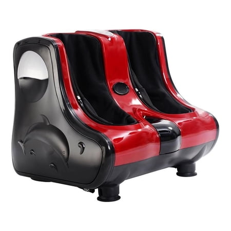 Pemberly Row Contemporary Plastic Shiatsu Foot Calf Leg Massager in Red Finish