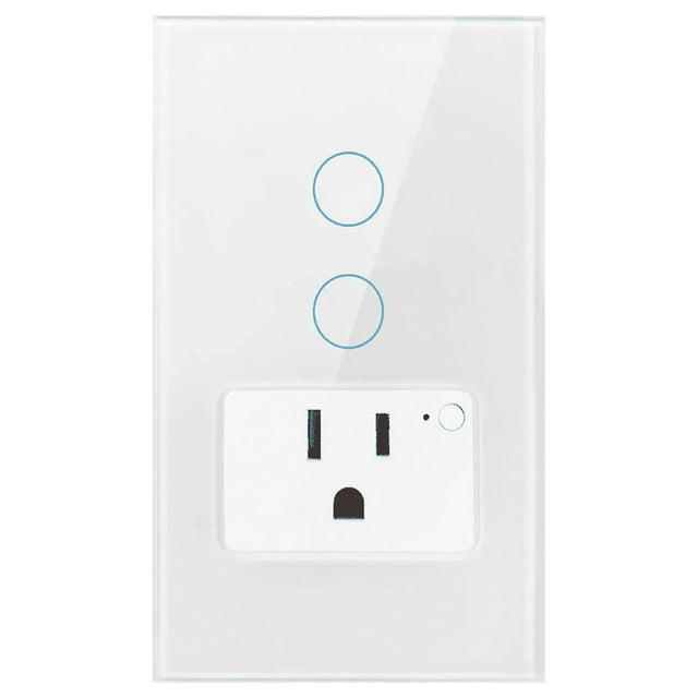 Apagador Con Enchufe Wifi Inteligente 2 Botón Interruptor Blanco