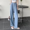 thumbnail image 4 of Pantalones holgados y elegantes de cintura alta para mujer, primavera 2024, nuevos pantalones de pierna ancha para mujer, pantalones de cintura elástica en color liso en la espalda., 4 of 6