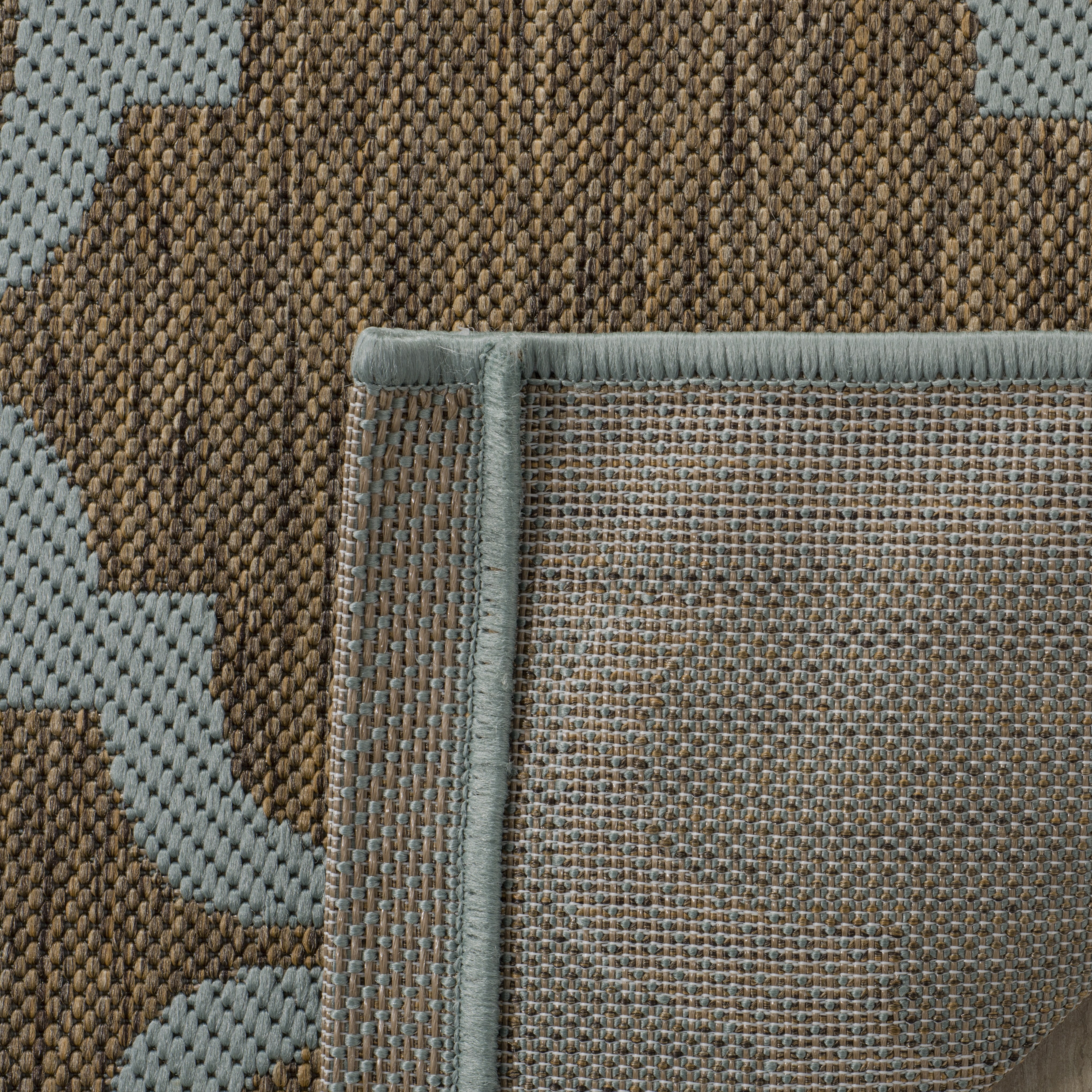 Safavieh Courtyard Estelle Geometric Indoor/Outdoor Area Rug, Brown/Aqua, 6'7" x 6'7" Round