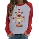 thumbnail image 1 of Camiseta informal de manga larga con cuello redondo y estampado navideño de retazos de primavera para mujer Fridja  bvmnju1578, 1 of 6