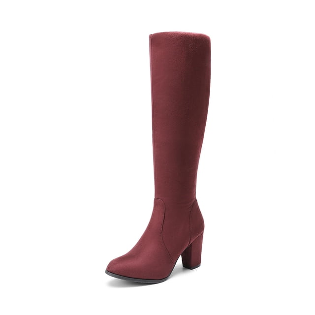 Botas DREAM PAIRS Midleg Burdeos Tacón Grueso 8