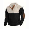 thumbnail image 2 of IAJDKMEK Men's Plus Size Corduroy Sweatshirt - Stand Collar Color Block Button Front Long Sleeve, Casual Athletic Sweatshirts for Men Warm Layering,Black L, 2 of 7