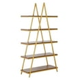 thumbnail image 2 of Evelyn&Zoe Conry 68" Tall A-Frame Bookcase, Gold/Walnut, 2 of 5