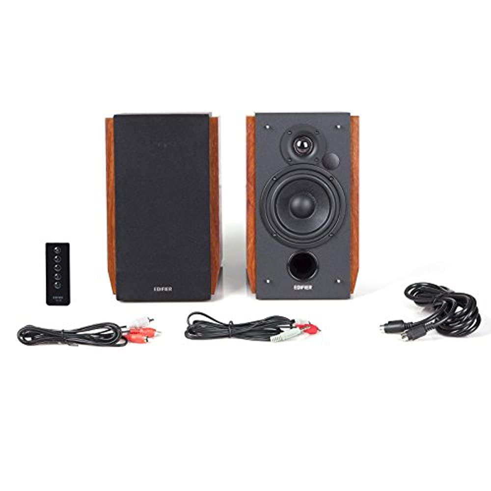 Restored Edifier R1700BT Bluetooth Bookshelf Speakers - Powered 2.0 Active Speaker - Wood (Refurbished)
