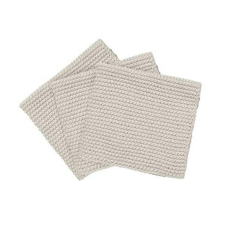 

9.9 x 9.9 in. Wipe Perla Knitted Cotton Dish Cloth Moon Beam - Set of 3