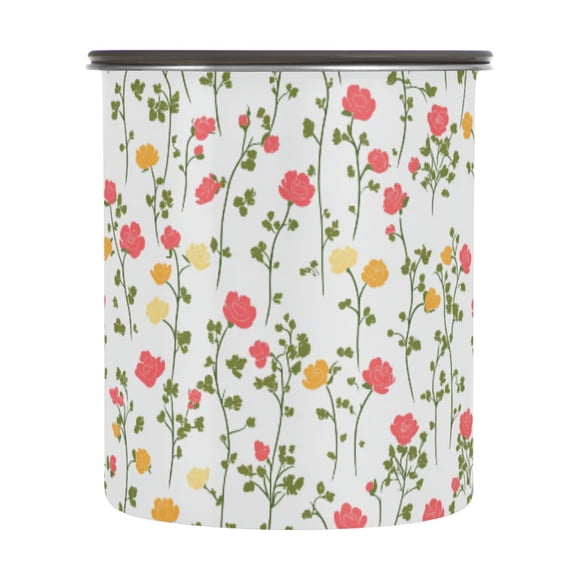 Little Rose Flower Floral Airtight Coffee Bean Canister 30oz Food Storage Containers with Lids For Gournd, Tea, Sugar, Flour, Rice, Cereal, Candy Cookie Jar