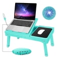 thumbnail image 2 of GPCT Foldable Laptop Table Bed Notebook Desk w/Cooling Fan Mouse Board LED light 4 x USB Ports Breakfast Snacking Tray with Storage Groove For Home Office Use, 2 of 8