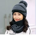 thumbnail image 3 of Yigetop Beanie for Women Adult Windproof Hat Cycling Skiing Knit Hat Scarf Mask Sets Warm Knitted Cap Winter Hats for Women Blue One Size, 3 of 4