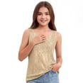 thumbnail image 4 of Scyoekwg Kids Tank Tops for Girls Sequin Sleeveless Tank Top Round Neck Sparkly Glitter Top Casual Birthday Party Shirts (Gold,4-5 Years), 4 of 8
