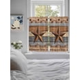 thumbnail image 3 of Western Texas Star Vintage Bathroom Window Curtain, Retro Farmhouse Gray Brown Wooden Light Filtering Coffee Kitchen Curtains, Bedroom Living Room Curtains 2 Panel 84"x45", 3 of 6