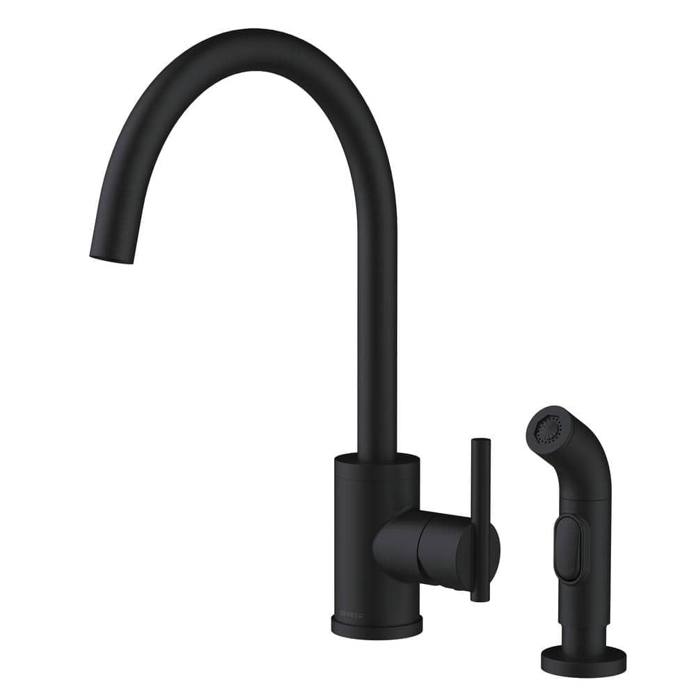 Gerber Parma Single Handle Standard Kitchen Faucet with Side Spray in Satin Black