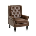 thumbnail image 6 of MOONMISS Mid-Century Leather Upholstered Tufted Nailhead Wood Frame Armchair for Living Room-Brown, 6 of 6