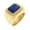 Gold Blue, variant on Unisex Stainless Steel Square Halo Ring Center Gemstone with Cubic Zirconia Accents Modern Statement Band Gold Blue Size 11
