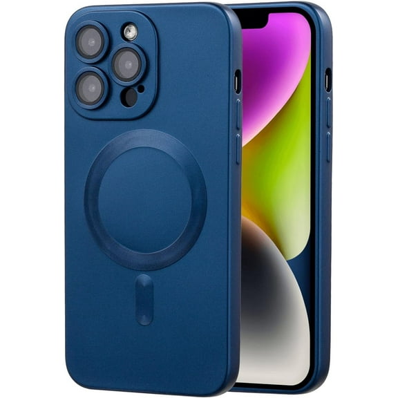 Magnetic Case for iPhone 15 Pro Max Phone Case for Women - Matte Luxury Soft Metallic Luster Design with Camera Lens Protector, Compatible with MagSafe for iPhone 15 Pro Max - Purple