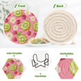 thumbnail image 4 of Yayeee 6 PCS Drink Coasters with Holder Set Woven Absorbent Round Tabletop Hot Pad, Floral Raspberries, 4 of 7