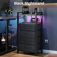 thumbnail image 6 of Night Stand with Charger Station and LED Light Black Nightstand with Drawers Bedside Table Tall Nightstand 4 Fabric Drawers, 6 of 7