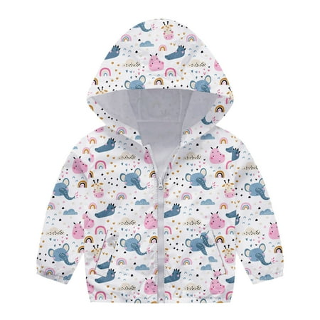 

Toimothcn Toddler Boys Girls Jackets Cute Sweet Cartoon Printed Hooded Coat Jacket Warm Zipper Up Casual Outwear With Pockets Pullover Windproof Loose Fit Childrens Dailywear