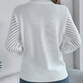 thumbnail image 5 of Wdgfv Women's Lightweight V-Neck Cotton Striped Pullover Top Elegant Women's Winter Pullover Sweater Soft Casual Comfort Round Neck Openwork Long Sleeve Top, 5 of 8