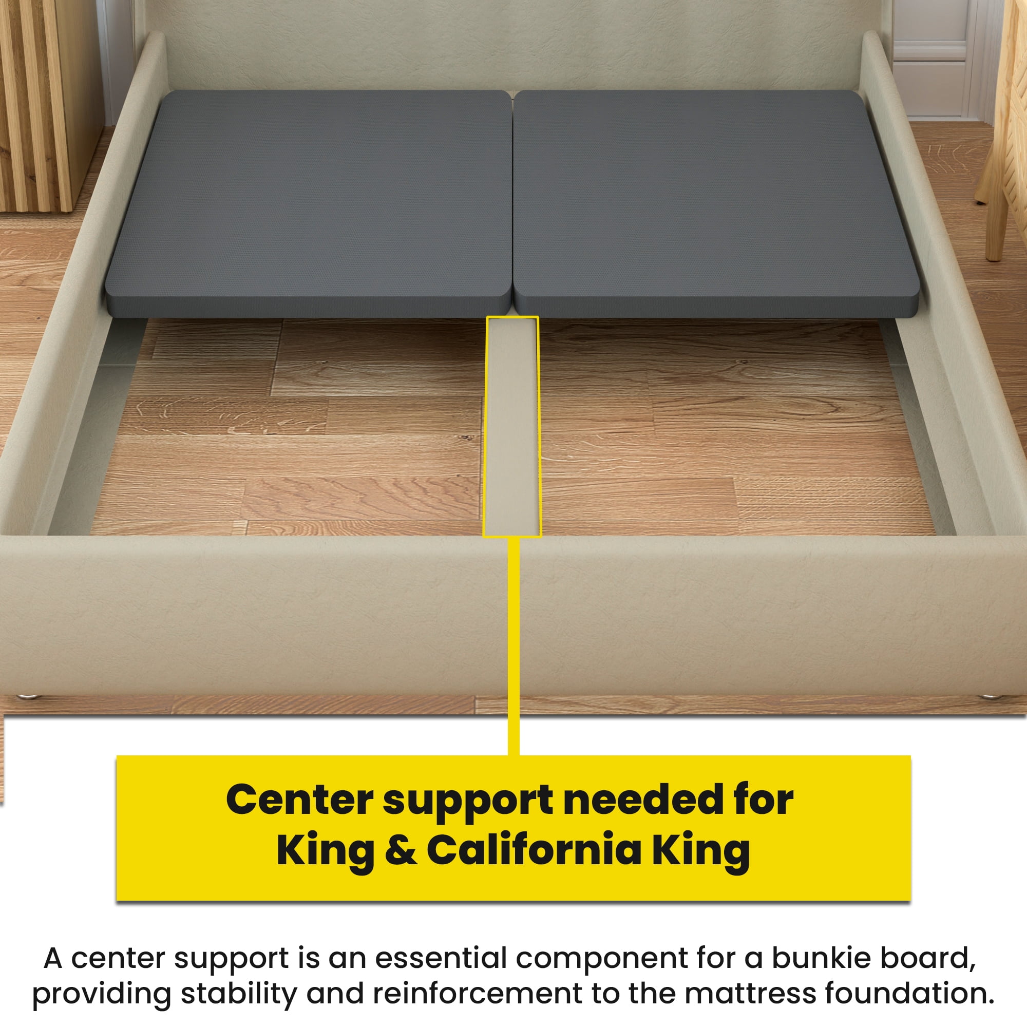 Continental Sleep, 1.5-Inch Split Bunkie Board for Mattress/Bed Support - Fully Assembled, Improved Comfort and Support, California King(Fold), Gray