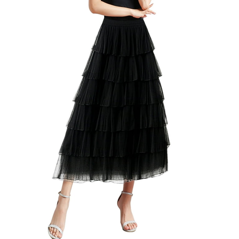 Zshosam Women's Long Maxi Tulle Skirts A Line High Waisted