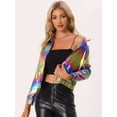 thumbnail image 2 of Chaquede chándal pamujer Chaquemetálide manlarbrillante holográficon cremalleen parte delanteMulticolor S, 2 of 6