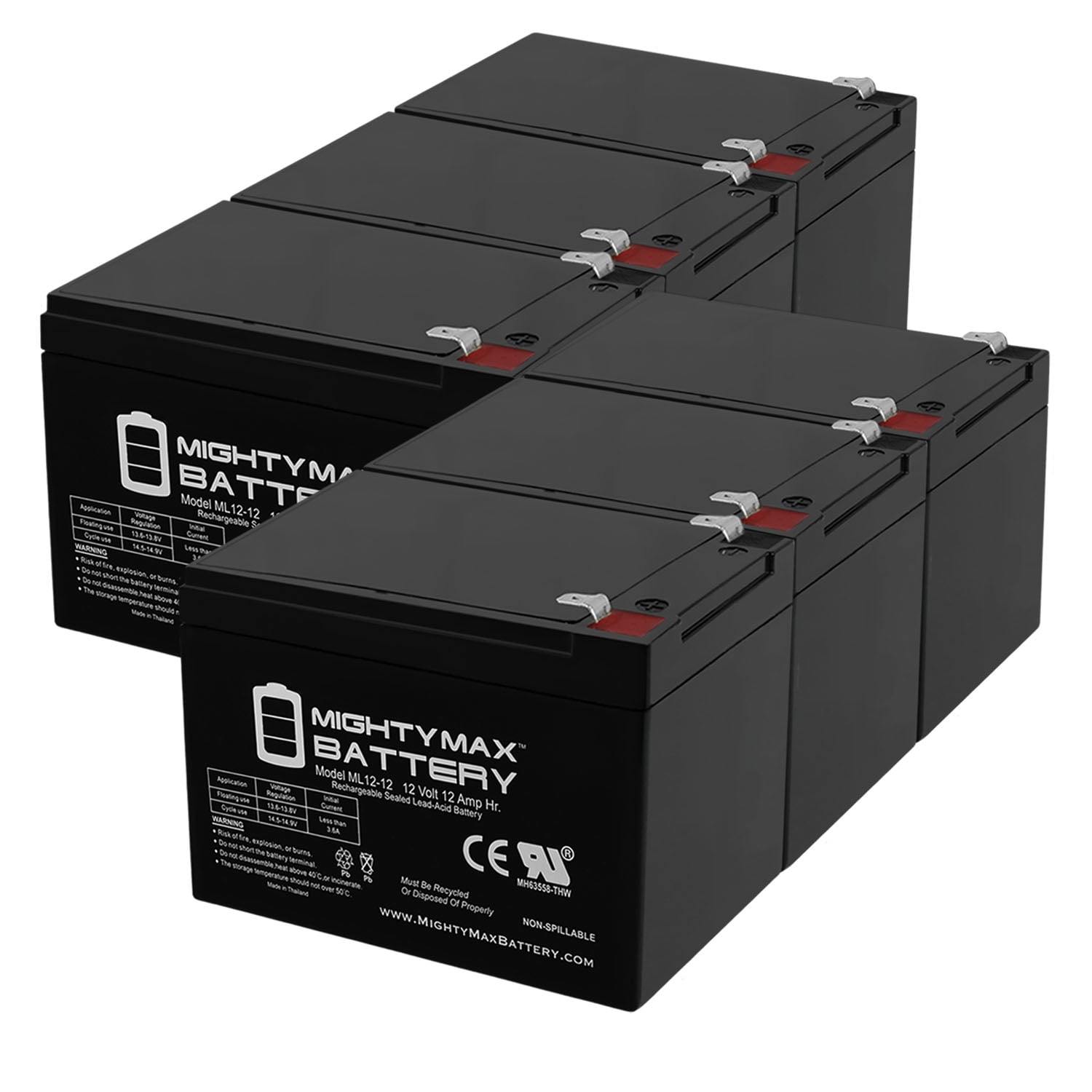 12V 12Ah SLA Battery Replacement for Apollo AV-2 Sea Scooter - 6 Pack