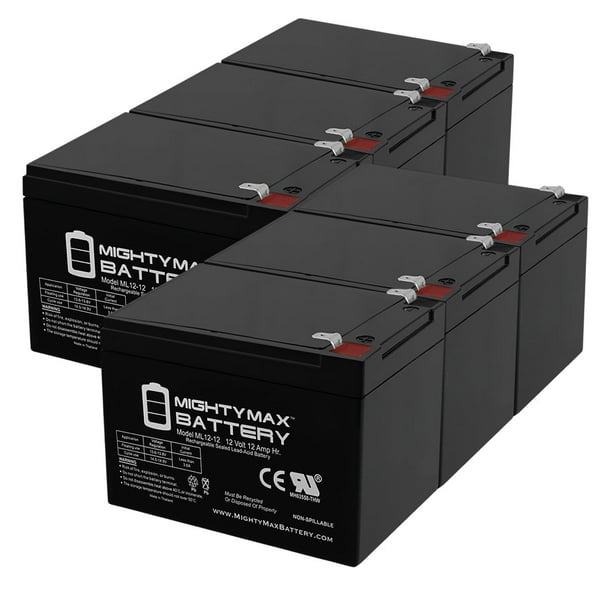 12V 12AH SLA Battery Remplacement pour la Liberté 943 - Pack de 6