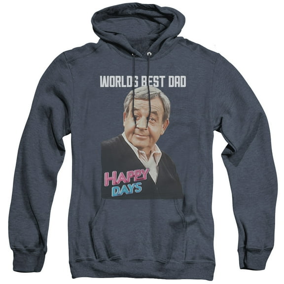 Happy Days Best Dad Adult Heather Hoodie Sweatshirt Navy