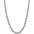 thumbnail image 1 of Cadena de cuerda para hombres, 2,5 mm, 3 mm, 4 mm, cadena de cuerda de acero inoxidable chapado en 18 k, collar para hombres y mujeres, 22 pulgadas, plata, 3 mm, código de producto 60184 24 pulgadas,, 1 of 4