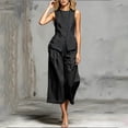 thumbnail image 6 of MLCDZ Womens 2 Piece Short Sets Round Neck Sleeveless Tank Top with Wide Leg Capri Pants with Pockets Matching Summer Hiking Outfits, 6 of 7