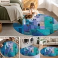 thumbnail image 5 of Round Rugs 3.3Ft, Abstract Blue Round Area Rug Washable Indoor Throw Carpet, Painting Buildings Geometric Color Block Soft Non Slip Circle Rug for Laundry Room Patio Home Decor Aesthetic, 5 of 8