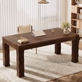 thumbnail image 5 of Finmind 63-inch Solid Wood Executive Desk, Farmhouse Wooden Home Office Computer Desk, Large Writing Study Table for Home Office, Dark Walnut, 5 of 9