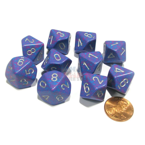 Chessex Set of 10 D10 Dice - Speckled Silver Tetra #25147