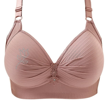 SNOWSONG Push Up Bras for WomenClearance! Wireless Bras Women s Seamless Breathable Lingerie Plus Size Non-Steel Ring Bra Bras for Women Comfy Bras for Women Pink 42