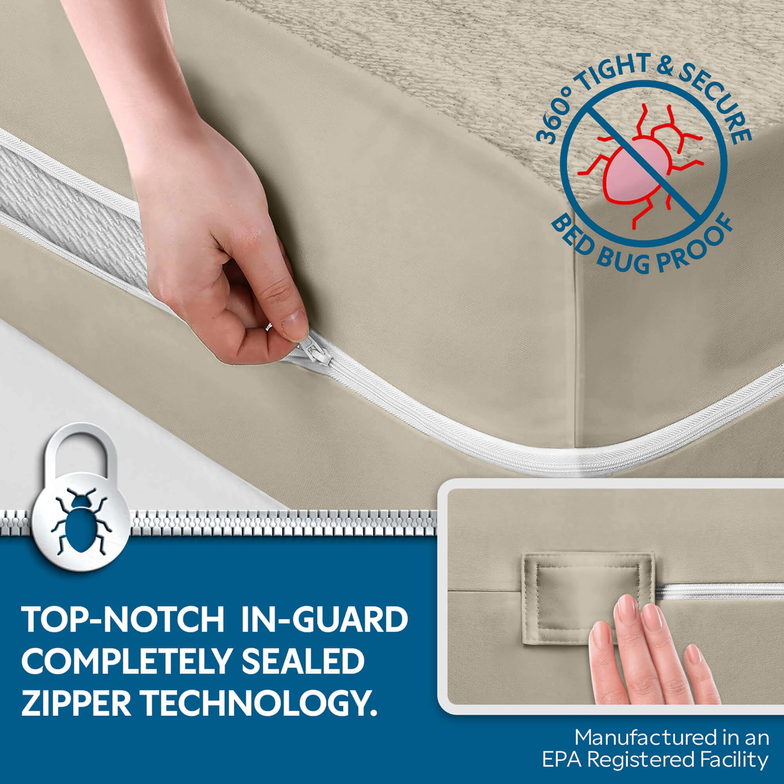 Guardmax Terry Cotton Zippered Mattress Encasement - Sleeper Sofa Size - 100% Waterproof and Bed Bug Proof Mattress Protector - Absorbent Six-Sided Mattress Cover (Terry Cotton, Sleeper Sofa)