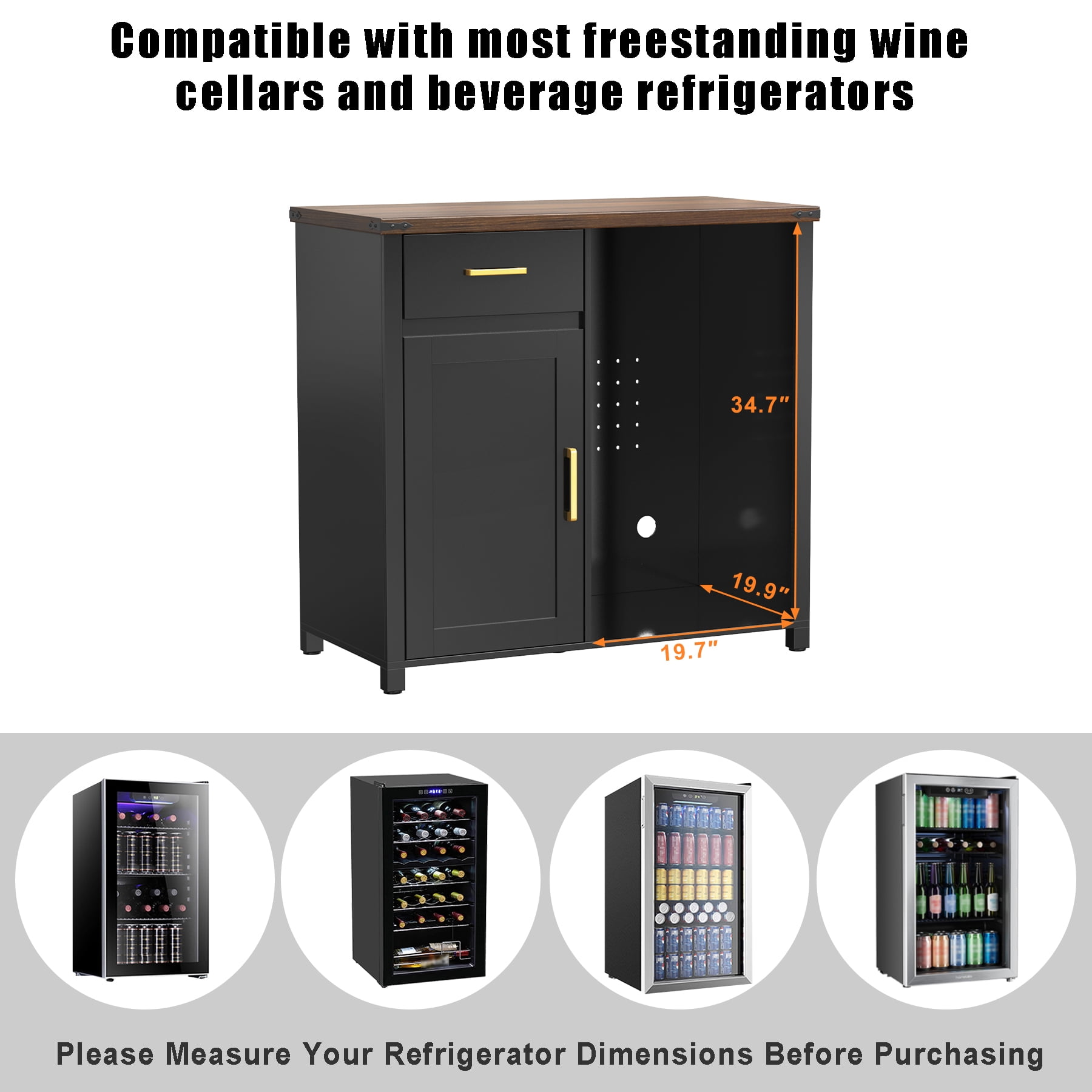 Coffee Bar with Mini Fridge Space, Mini Fridge Cabinet Stand for Dorm, Kitchen or Office