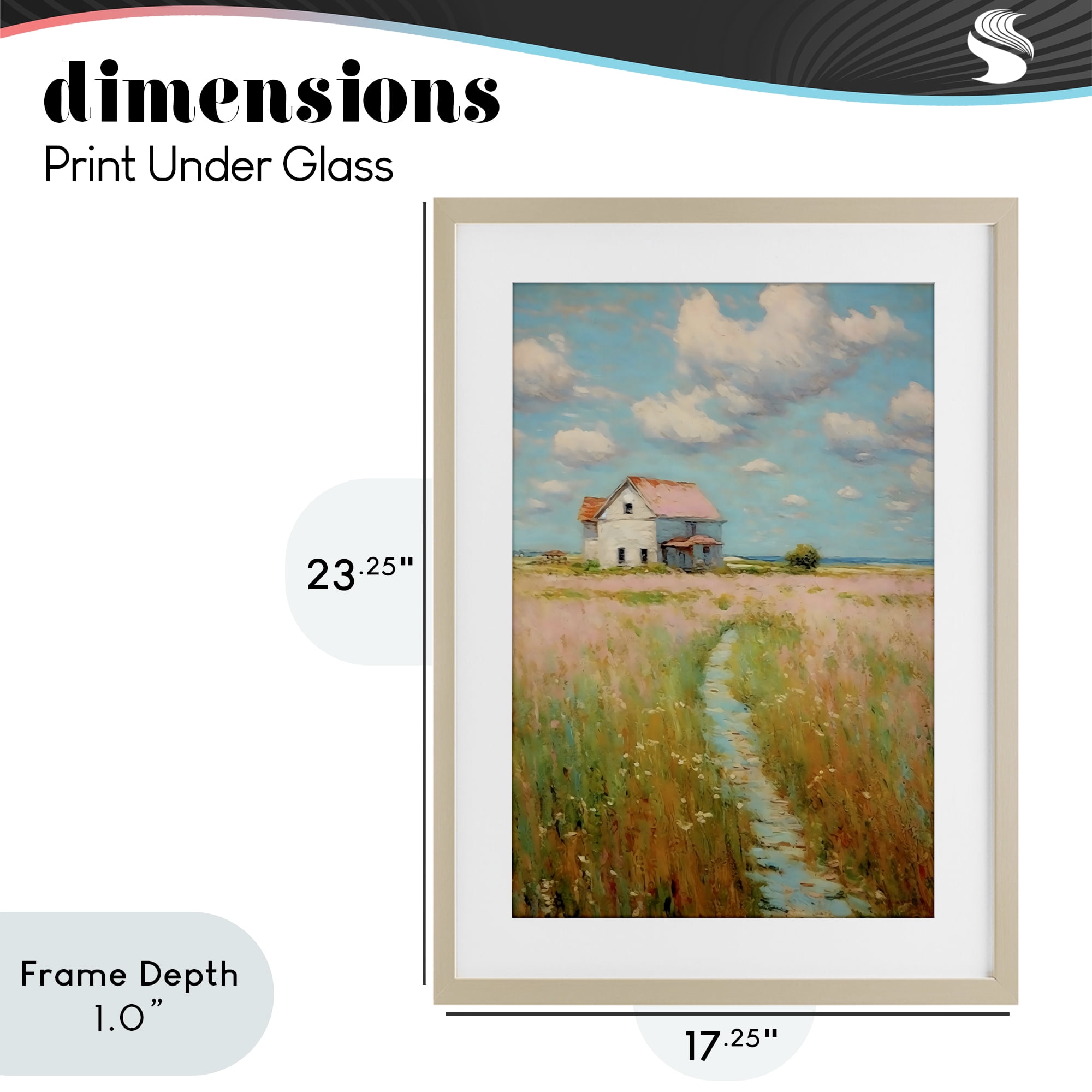 Stupell Industries House in Field of Flowers Birch Framed Print Under Glass, design by Creative Studio