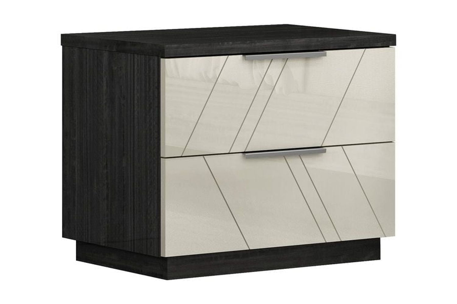 Table de chevet K-Living Travis avec chargeur sans fil et port USB en finition 2 tons gris Angley et gris